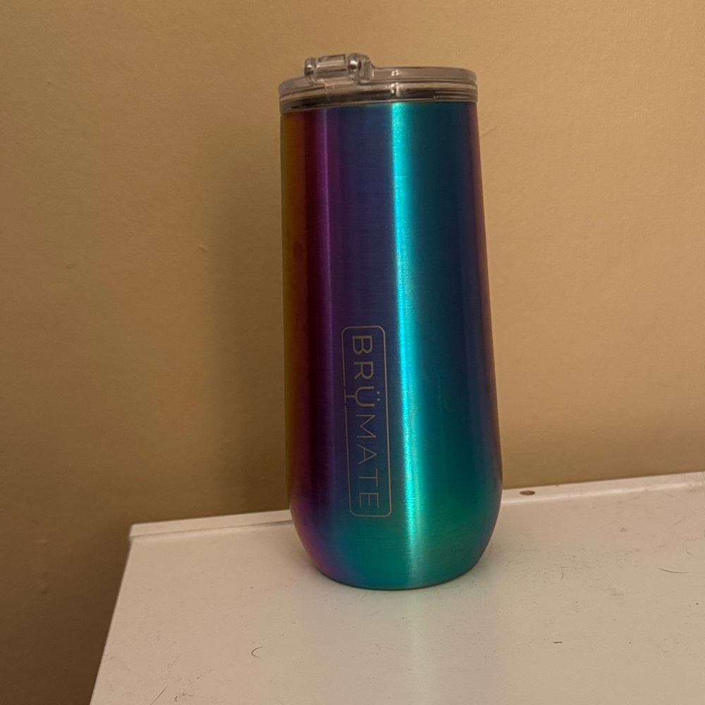 BrüMate Insulated Champagne Flute in the Rainbow Titanium color